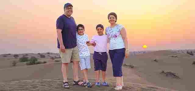 Sunrise Desert Safari Dubai with happy family