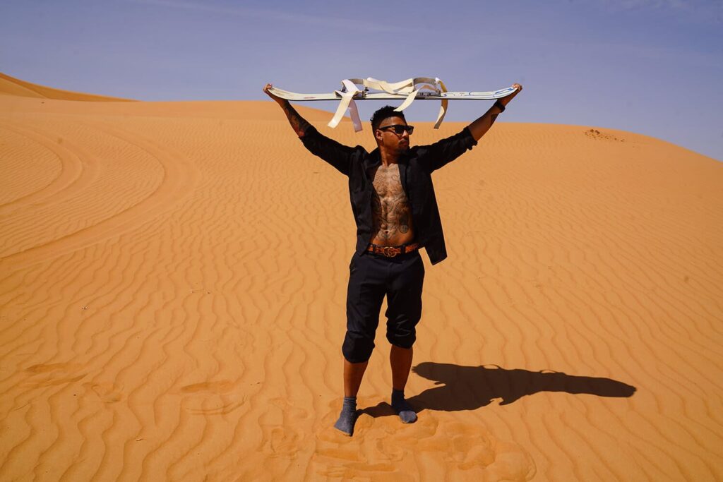 the great Dubai Desert Safari sand boarding experience